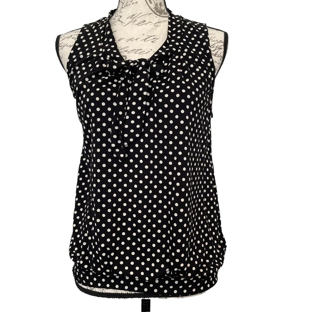 Talbots Polka Dot Print Keyhole Top Size Medium - image 5